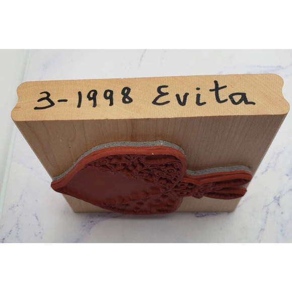 Annette Watkins Patchwork Bunny Heart Quilted Wood Mounted Rubber Stamp J1147 - Picture 3 of 7